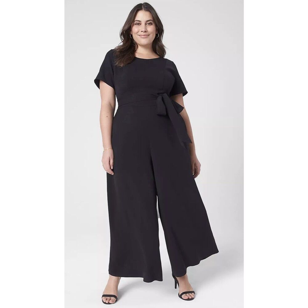 Lane Bryant Lena Ankle Wide Leg Jumpsuit - Size 26 - Black